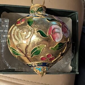Cloissone Enamel Floral Christmas Ornament